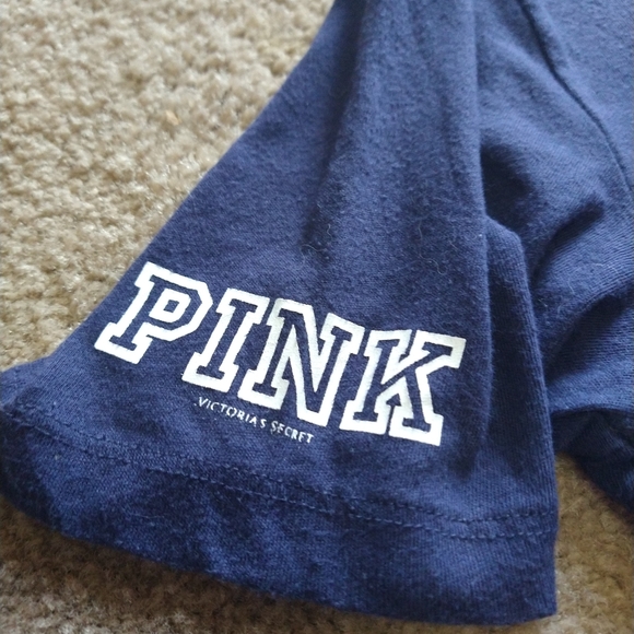 VS Victoria Secret PINK Boston Red Sox MLB Logo V Neck Tee Top S Navy Red S Sm - Picture 6 of 9